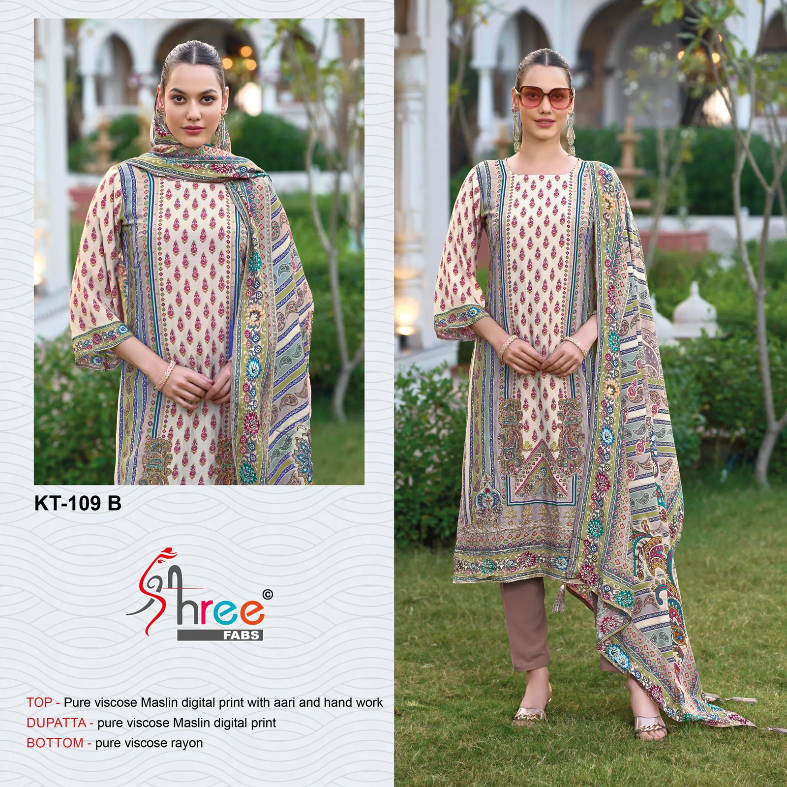 KT 110 By Shree Viscose Maslin Digital Printed Salwar Suits Exporters In India